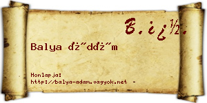Balya Ádám névjegykártya